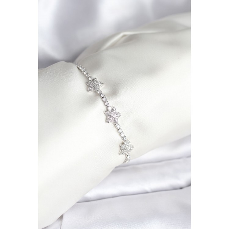 Star Model Zircon Stone Silver Color Brass Waterway Women's Bracelet - TJ-BB8097 Star Model Zircon Stone Silver Color Brass Waterway Women's Bracelet - TJ-BB8097