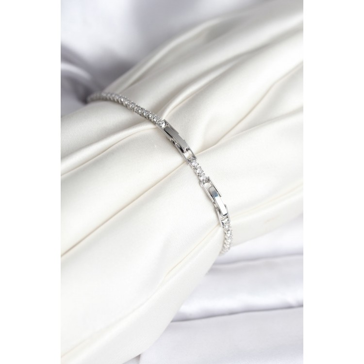 Star Model Zircon Stone Silver Color Brass Waterway Women's Bracelet - TJ-BB8097