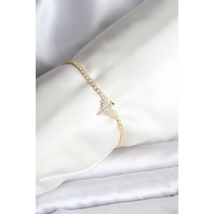 Phoenix Model Zircon Stone Gold Color Brass Waterway Women's Bracelet - TJ-BB8098