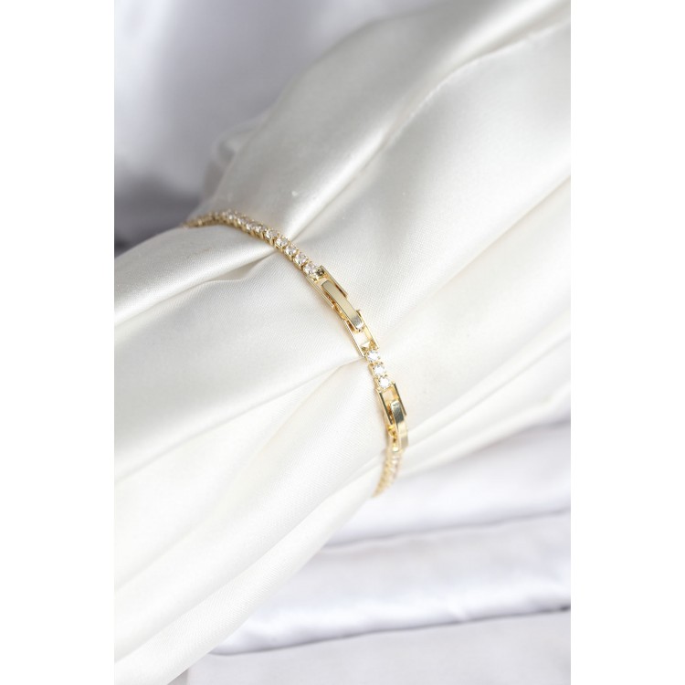 Butterfly Model Zircon Stone Gold Color Brass Waterway Women's Bracelet - TJ-BB8102