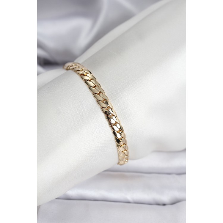 14K Gold Color Plated Crushed Chain Model Women's Bracelet - TJ-BB8116 14K Gold Color Plated Crushed Chain Model Women's Bracelet - TJ-BB8116