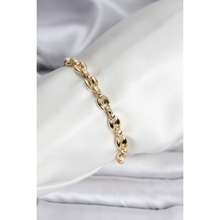 14K Gold-Plated Coffee Bean Model CM Women's Bracelet - TJ-BB8119