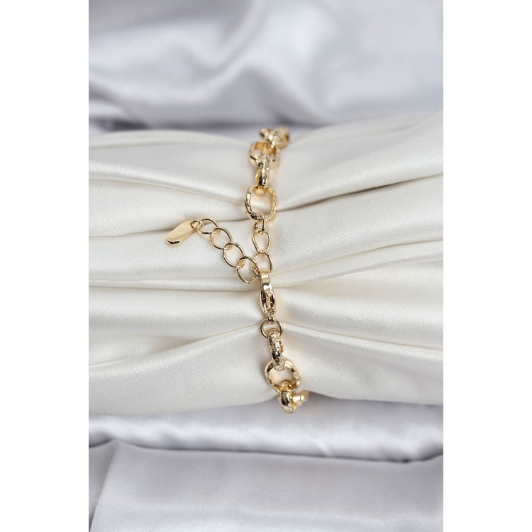 14K Gold-Plated Laser-Cut Chain Model CM Women's Bracelet - TJ-BB8120