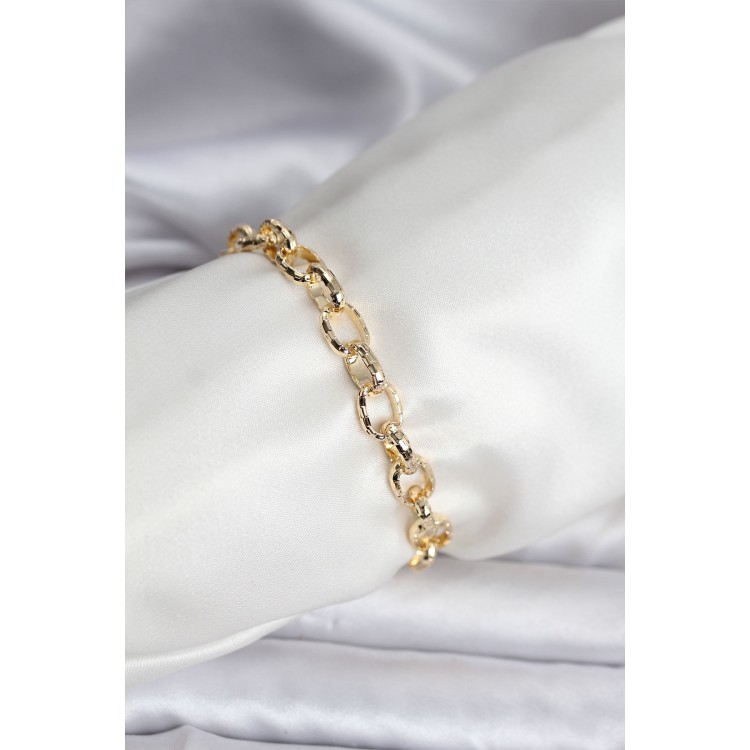 14K Gold-Plated Laser-Cut Chain Model CM Women's Bracelet - TJ-BB8120