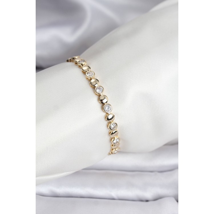 14K Gold-Plated Zircon Stone CM Women's Bracelet - TJ-BB8123 14K Gold-Plated Zircon Stone CM Women's Bracelet - TJ-BB8123