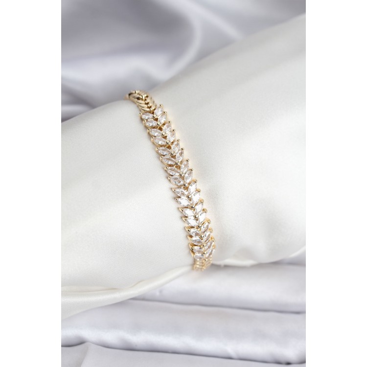 14K Gold-Plated Virgo Model Zircon Stone Women's Bracelet - TJ-BB8124