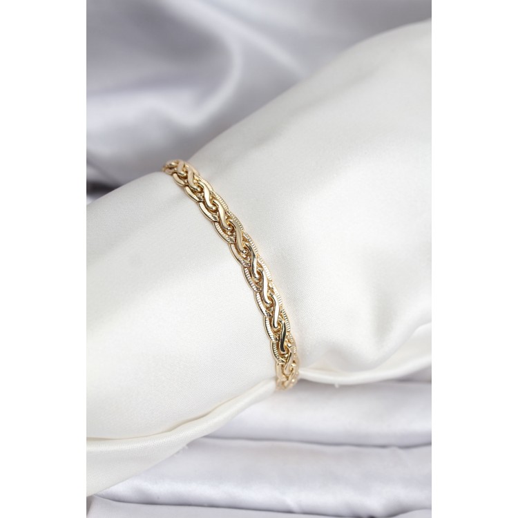 14K Gold Color Plated Laser Chain Model CM Women's Bracelet - TJ-BB8125 14K Gold Color Plated Laser Chain Model CM Women's Bracelet - TJ-BB8125