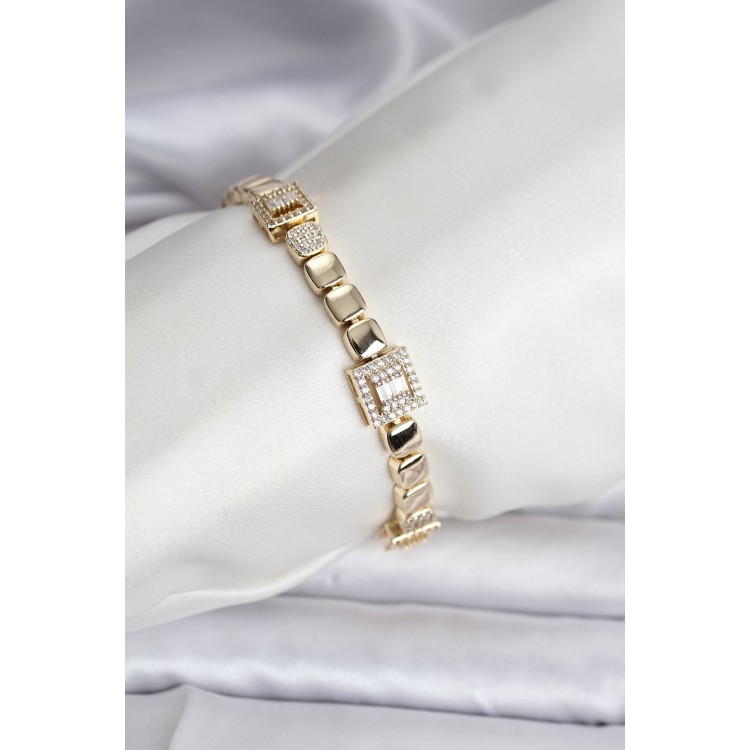 14K Gold-Plated Zircon Stone CM Women's Bracelet - TJ-BB8128 14K Gold-Plated Zircon Stone CM Women's Bracelet - TJ-BB8128