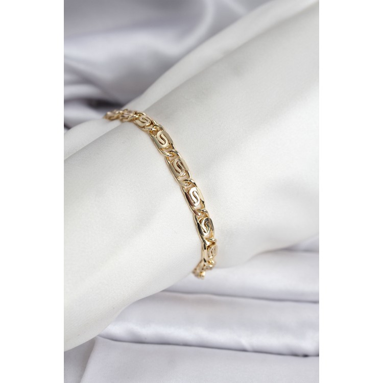 14K Gold-Plated Chain Model CM Women's Bracelet - TJ-BB8129 14K Gold-Plated Chain Model CM Women's Bracelet - TJ-BB8129