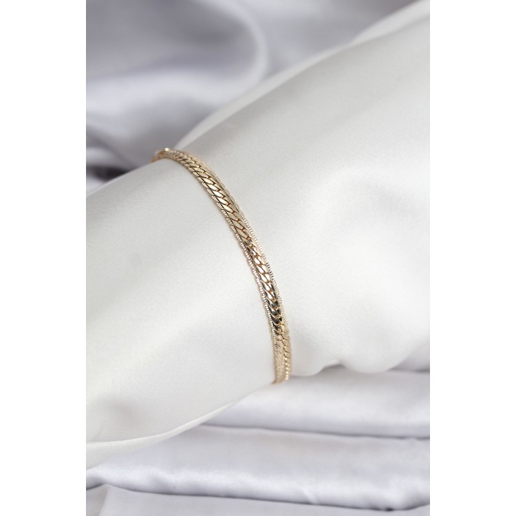 14K Gold Color Plated Laser Engraved Chain Model CM Women's Bracelet - TJ-BB8130 14K Gold Color Plated Laser Engraved Chain Model CM Women's Bracelet - TJ-BB8130