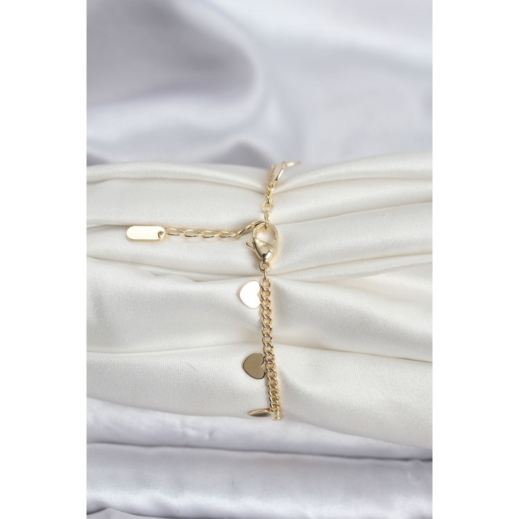 14K Gold Color Plated Heart Model CM Women's Bracelet - TJ-BB8131