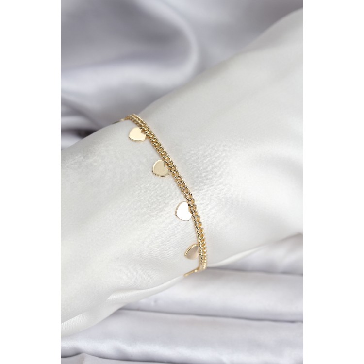 14K Gold Color Plated Heart Model CM Women's Bracelet - TJ-BB8131 14K Gold Color Plated Heart Model CM Women's Bracelet - TJ-BB8131