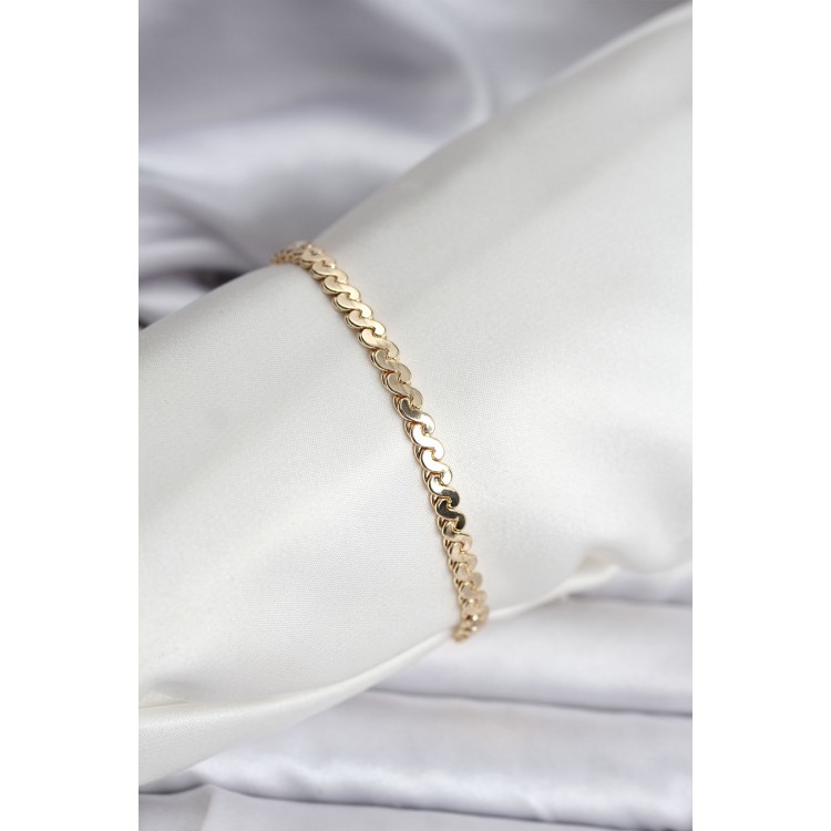 14K Gold Color Plated Crushed Snake Chain Model CM Women's Bracelet - TJ-BB8133 14K Gold Color Plated Crushed Snake Chain Model CM Women's Bracelet - TJ-BB8133