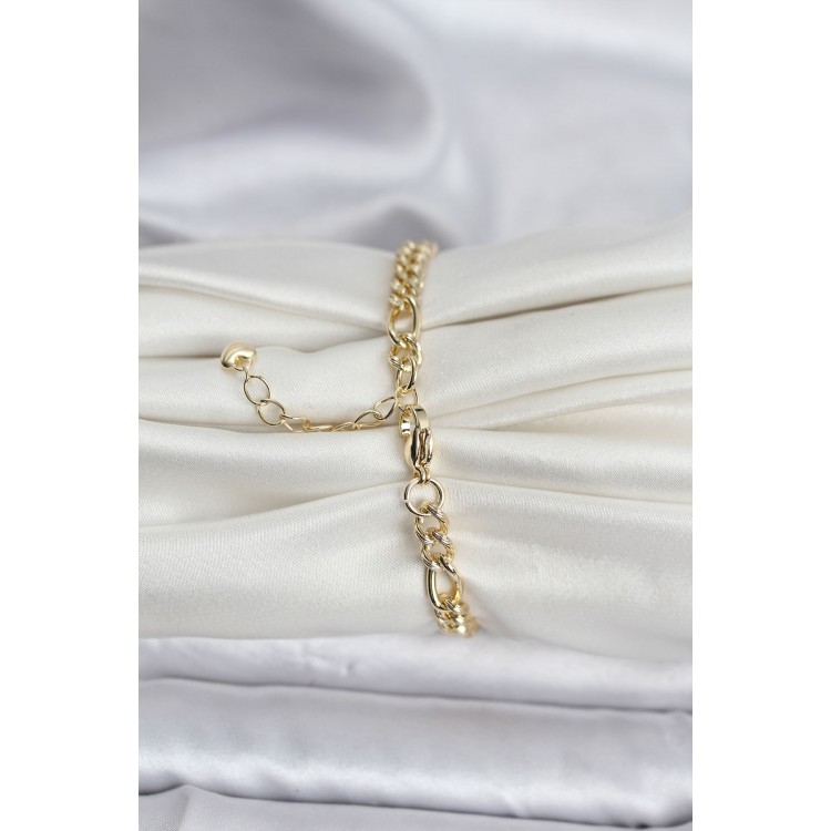 14K Gold-Plated Laser-Cut Chain Model CM Women's Bracelet - TJ-BB8136