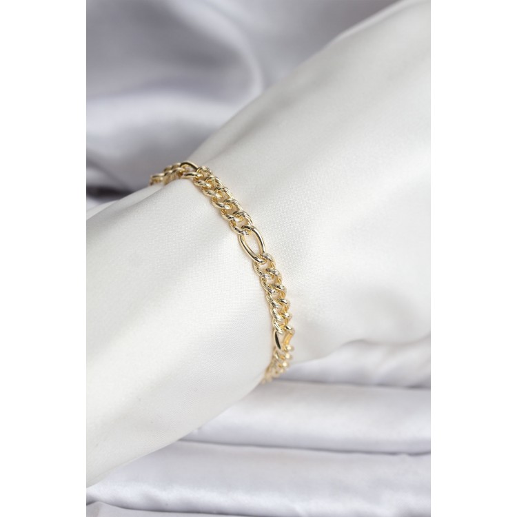 14K Gold-Plated Laser-Cut Chain Model CM Women's Bracelet - TJ-BB8136