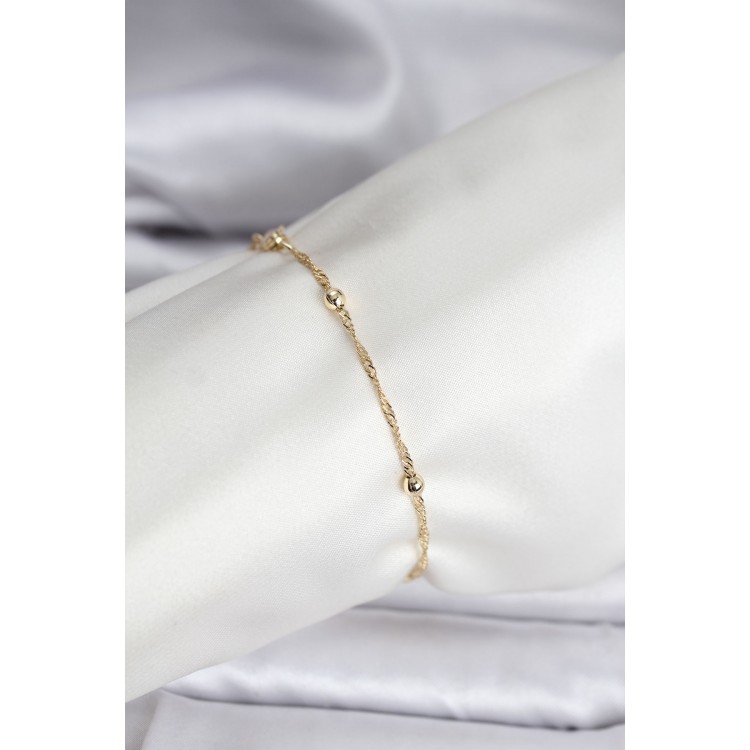 14K Gold-Plated Beaded Model CM Women's Bracelet - TJ-BB8138 14K Gold-Plated Beaded Model CM Women's Bracelet - TJ-BB8138