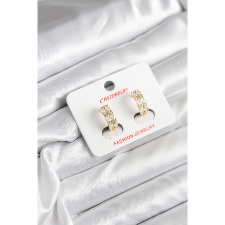 14K Gold-Plated Zircon Stone CM Women's Earrings - TJ-BKP11409 14K Gold-Plated Zircon Stone CM Women's Earrings - TJ-BKP11409