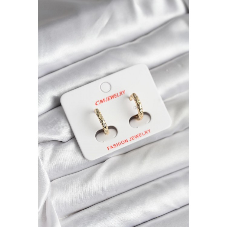 14K Gold-Plated Zircon Stone Hoop Earrings for Women - Model CM - TJ-BKP11418 14K Gold-Plated Zircon Stone Hoop Earrings for Women - Model CM - TJ-BKP11418