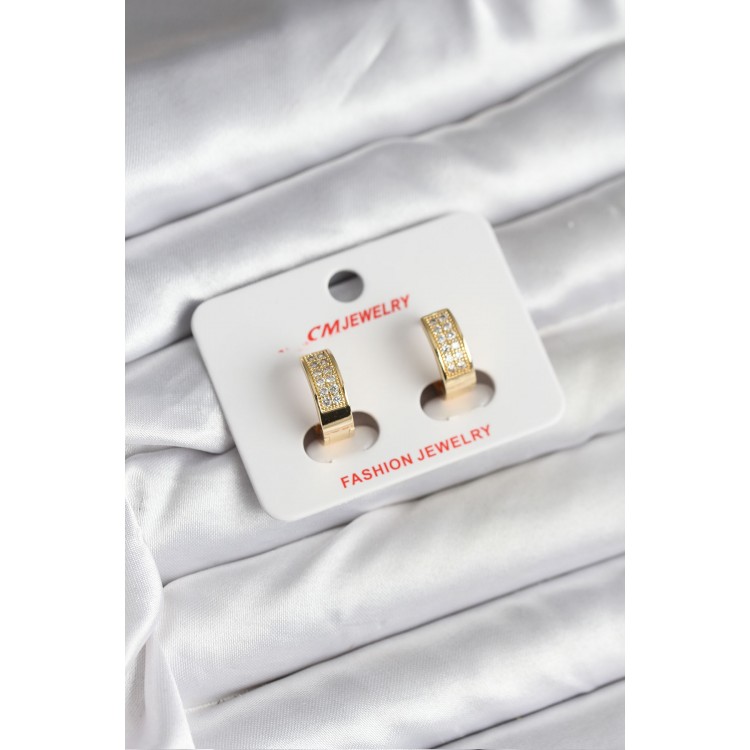 14K Gold-Plated Zircon Stone Hoop CM Women's Earrings - TJ-BKP11428 14K Gold-Plated Zircon Stone Hoop CM Women's Earrings - TJ-BKP11428