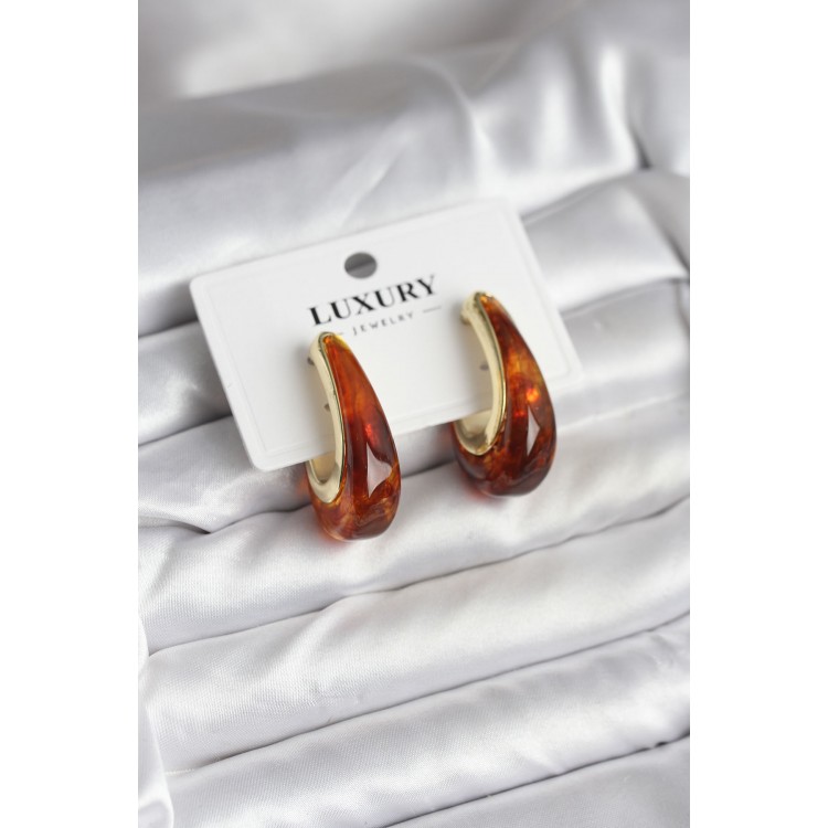 Gold-Colored Brown Vintage Women's Earrings - TJ-BKP11433