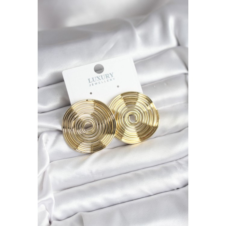 Gold-Colored Circle Model Women's Earrings - TJ-BKP11435 Gold-Colored Circle Model Women's Earrings - TJ-BKP11435