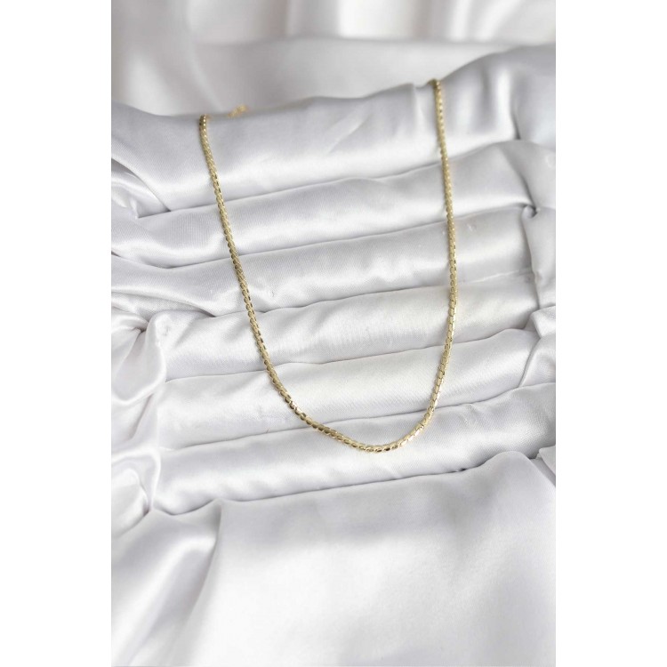 14K Gold Color Plated Crushed Chain Model CM Women's Necklace - TJ-BKO10733