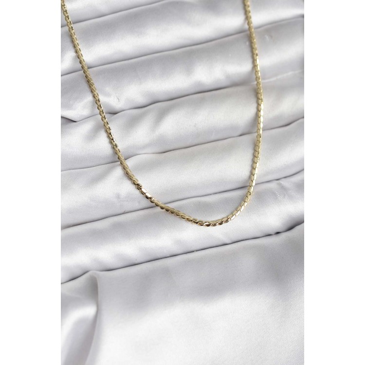 14K Gold Color Plated Crushed Chain Model CM Women's Necklace - TJ-BKO10733 14K Gold Color Plated Crushed Chain Model CM Women's Necklace - TJ-BKO10733