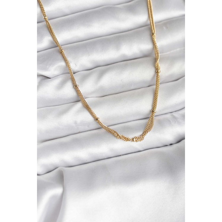 14K Gold-Plated Beaded Chain Model CM Women's Necklace - TJ-BKO10734 14K Gold-Plated Beaded Chain Model CM Women's Necklace - TJ-BKO10734
