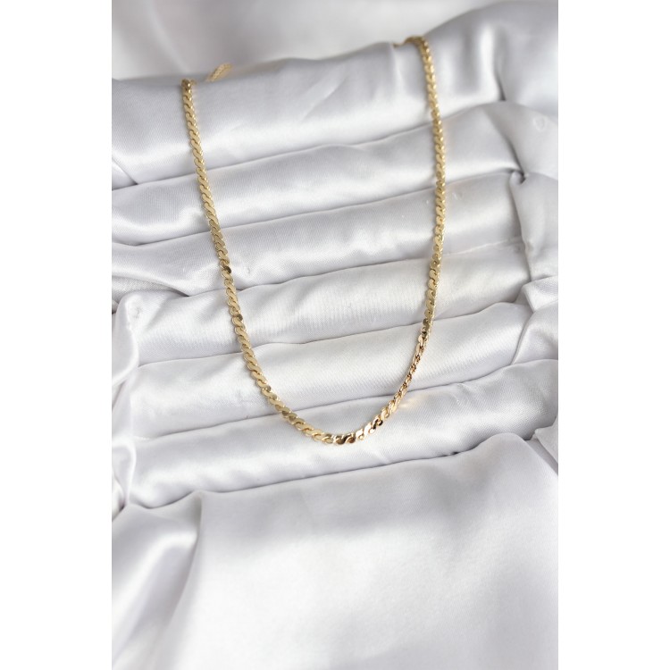 14K Gold Color Plated Crushed Snake Chain Model CM Women's Necklace - TJ-BKO10735