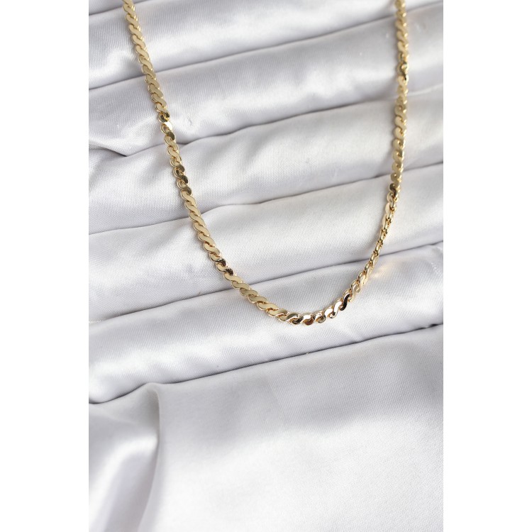 14K Gold Color Plated Crushed Snake Chain Model CM Women's Necklace - TJ-BKO10735 14K Gold Color Plated Crushed Snake Chain Model CM Women's Necklace - TJ-BKO10735