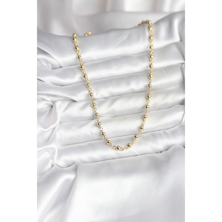 14K Gold-Plated Beaded Chain Model CM Women's Necklace - TJ-BKO10736