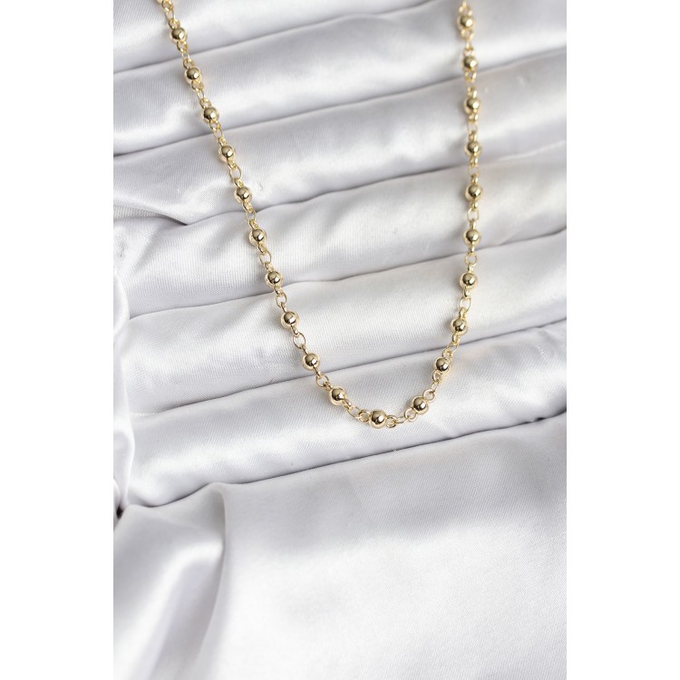 14K Gold-Plated Beaded Chain Model CM Women's Necklace - TJ-BKO10736 14K Gold-Plated Beaded Chain Model CM Women's Necklace - TJ-BKO10736