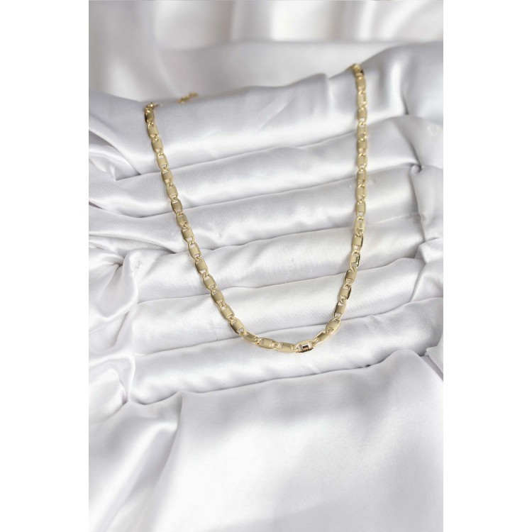 14K Gold-Plated Plate Crush Pattern Chain CM Women's Necklace - TJ-BKO10743