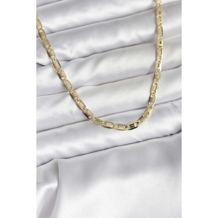 14K Gold-Plated Plate Crush Pattern Chain CM Women's Necklace - TJ-BKO10743