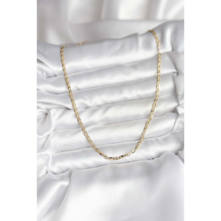 14K Gold Color Plated Crushed Chain Model CM Women's Necklace - TJ-BKO10745