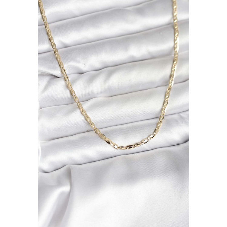 14K Gold Color Plated Crushed Chain Model CM Women's Necklace - TJ-BKO10745 14K Gold Color Plated Crushed Chain Model CM Women's Necklace - TJ-BKO10745