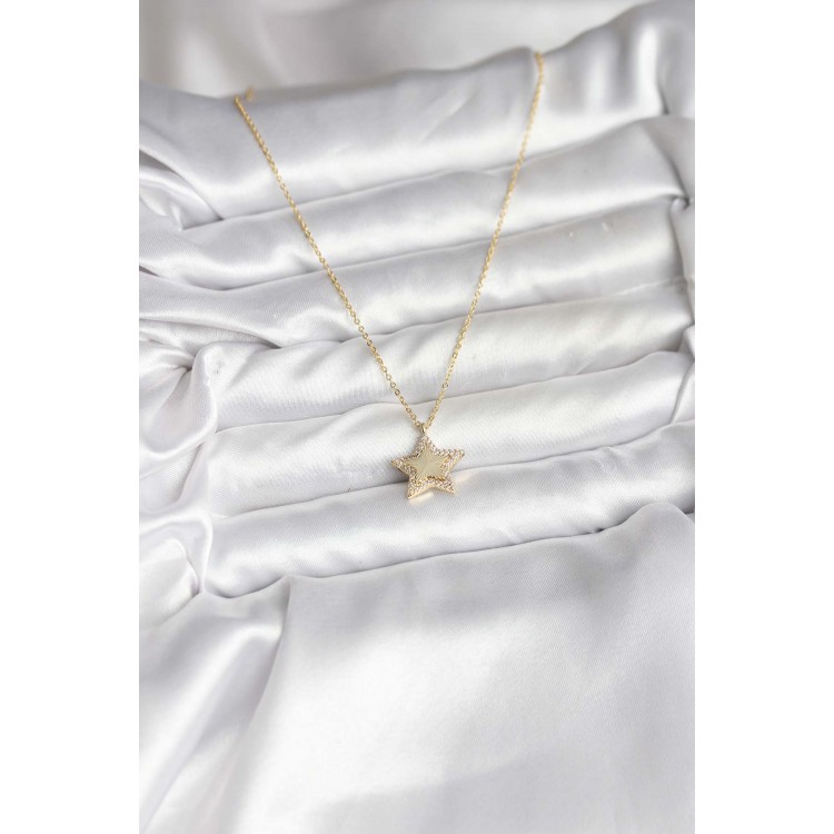 Gold-Colored Chain Star-Shaped Women's Necklace - TJ-BKO10751