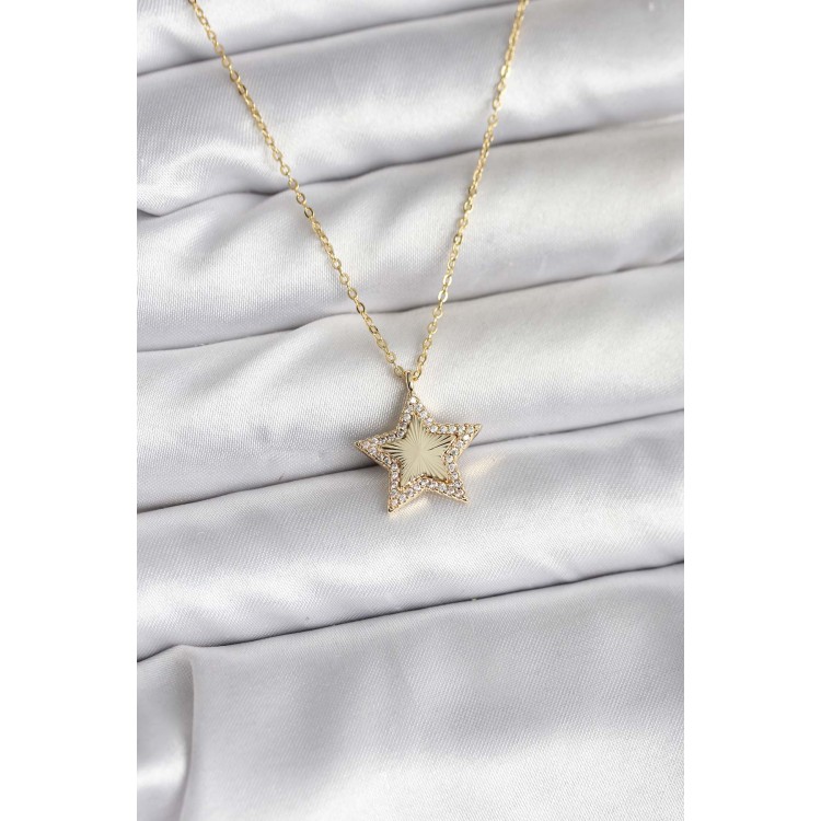 Gold-Colored Chain Star-Shaped Women's Necklace - TJ-BKO10751