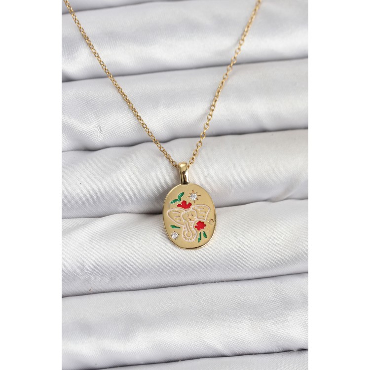 316L Stainless Steel Chain Gold Color Elephant-Shaped Women's Necklace - TJ-BKO10754