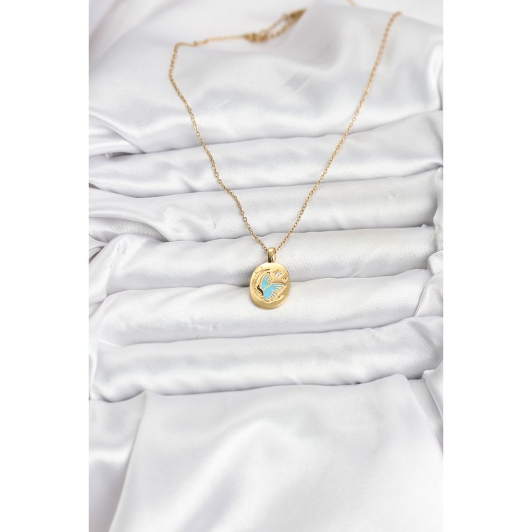 316L Stainless Steel Chain Gold Color Butterfly Figure Women's Necklace - TJ-BKO10755