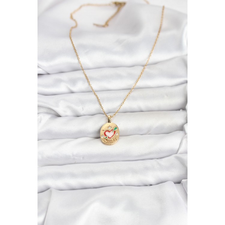 316L Stainless Steel Chain Gold Heart-Shaped Women's Necklace - TJ-BKO10757