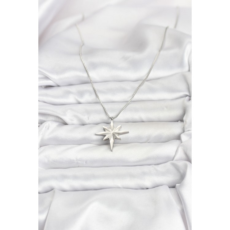 316L Stainless Steel Chain Silver Color North Star Model 60 cm Chain Women's Necklace - TJ-BKO10758