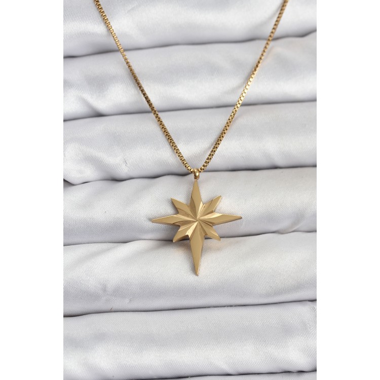 316L Steel Chain Gold Color North Star Model 60 cm Chain Women's Necklace - TJ-BKO10759