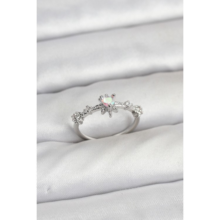 Silver-Colored Brass Star Design Women's Ring - TJ-BYK3912