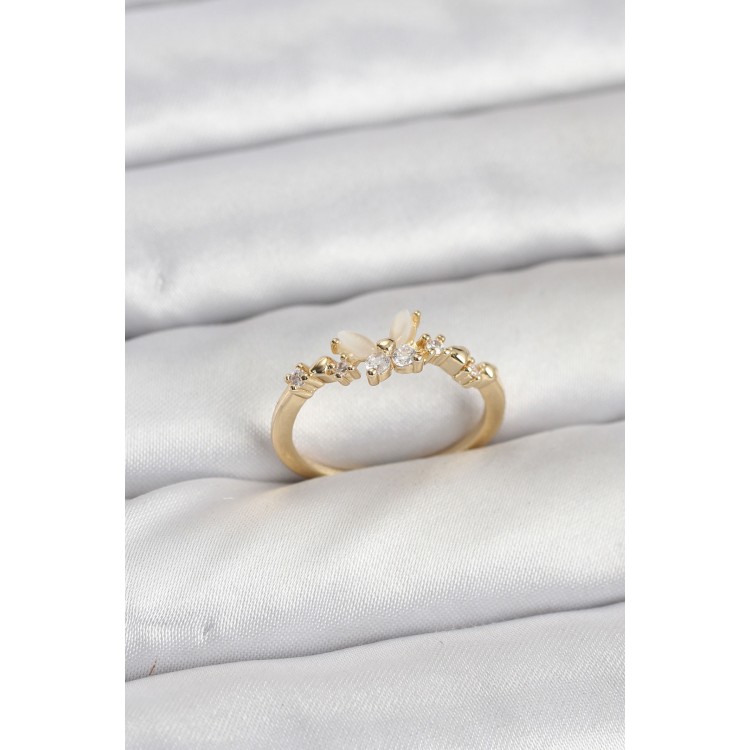 Butterfly Model Gold Color Brass Women's Ring - TJ-BYK3921