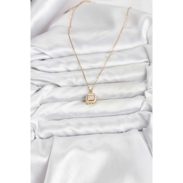 316L Stainless Steel Chain Gold Color Baguette Model Women's Necklace - TJ-BKO10763