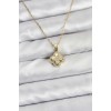 316L Steel Chain Gold Color Zircon Stone Clover Model Women's Necklace - TJ-BKO10767