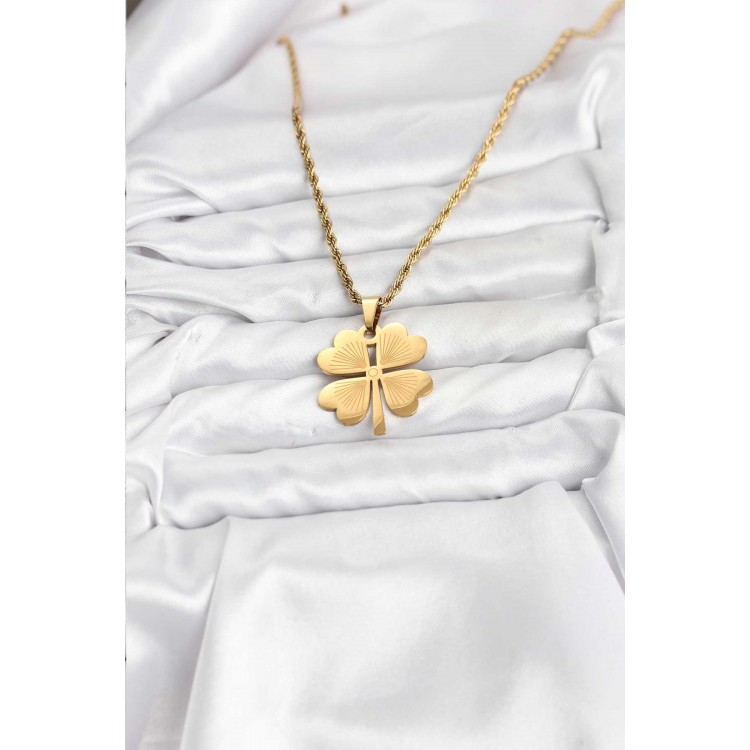 316L Stainless Steel Chain Gold Color Clover Model 60 cm Women's Necklace - TJ-BKO10783