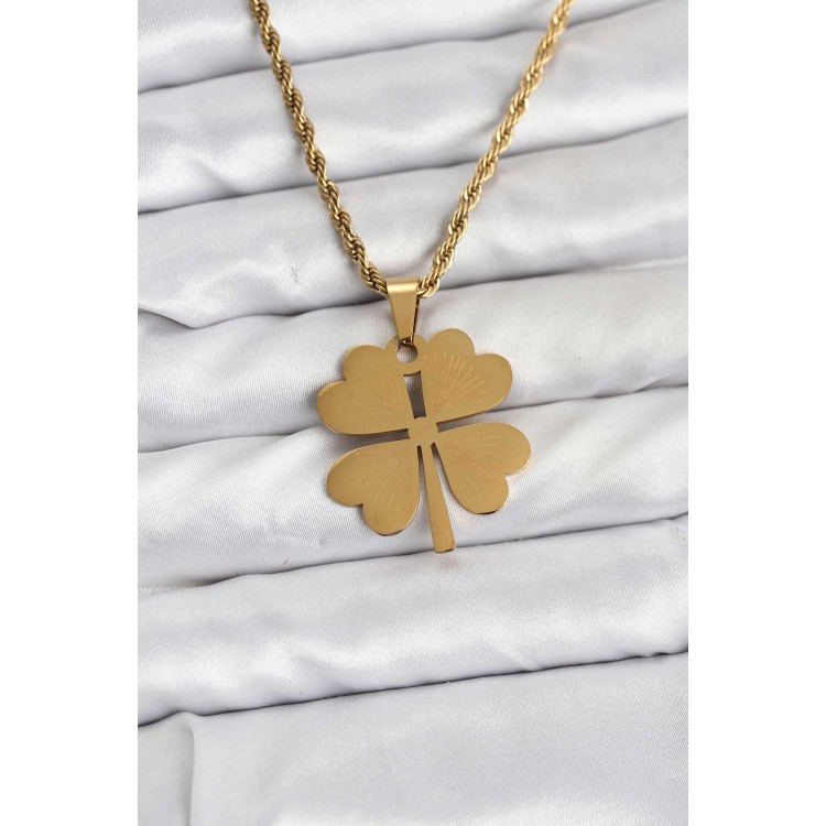 316L Stainless Steel Chain Gold Color Clover Model 60 cm Women's Necklace - TJ-BKO10783