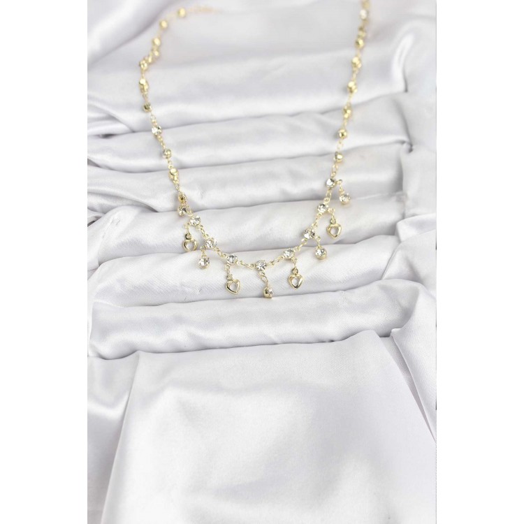 316L Steel Chain Gold Color Zircon Stone Women's Necklace - TJ-BKO10785